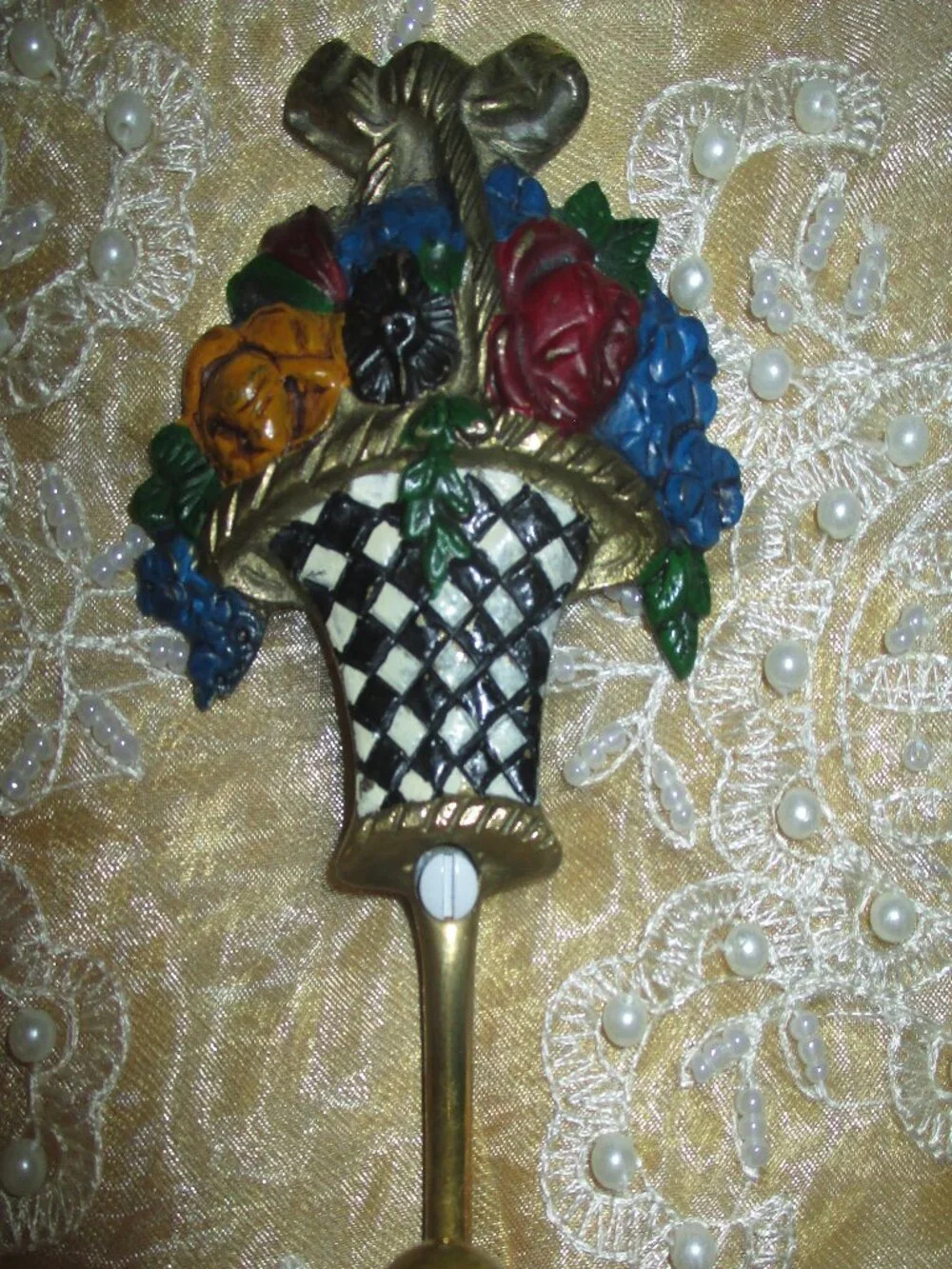 Retired MacKensie-Childs Flower Basket/Courtly Check Hook